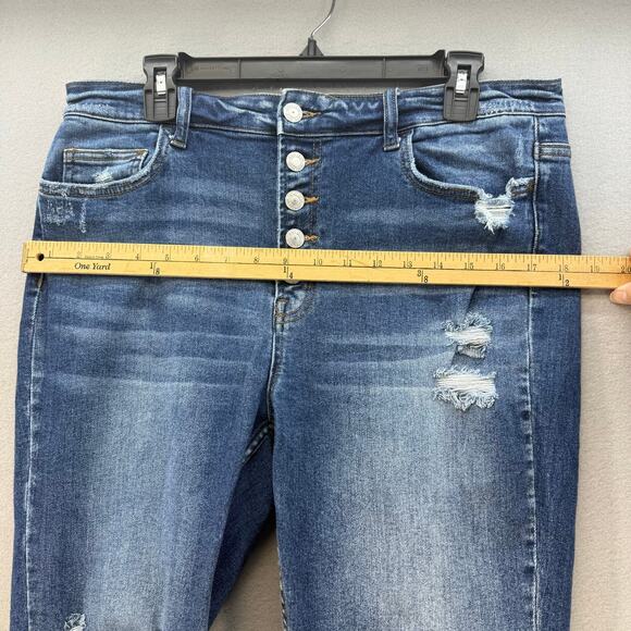 Vervet Blue Jeans Women's 32 (14) Ankle Skinny Button Fly Factory Distressing - Picture 9 of 13